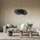GloboStar® MEXICO 02202 Boho Κρεμαστό Φωτιστικό Πλέγμα Μονόφωτο 1 x E27 IP20 Μαύρο Ξύλο - Μ85 x Π50 x Υ30cm