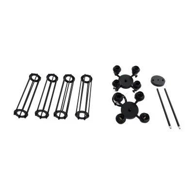 GloboStar® TUBING 01013 Vintage Industrial Κρεμαστό Φωτιστικό Οροφής Πολύφωτο 4 x E27 AC220-240V - Φ27 x Υ47cm - Μαύρο Μεταλλικό Πλέγμα - 5 Χρόνια Εγγύηση