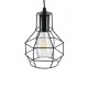 GloboStar® CAGE BLACK 01017 Vintage Industrial Κρεμαστό Φωτιστικό Οροφής Μονόφωτο 1 x E27 AC220-240V - Φ15 x Υ20cm - Μαύρο Μεταλλικό Πλέγμα - 5 Χρόνια Εγγύηση
