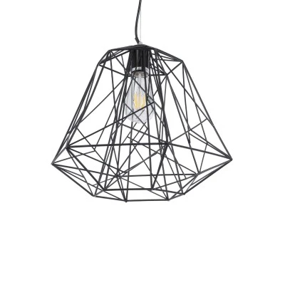 GloboStar® GRID 01022 Vintage Industrial Kρεμαστό Φωτιστικό Οροφής Μονόφωτο 1 x E27 AC220-240V - Φ40 x Υ33cm - Μαύρο Μεταλλικό Πλέγμα
