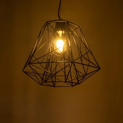 GloboStar® GRID 01022 Vintage Industrial Kρεμαστό Φωτιστικό Οροφής Μονόφωτο 1 x E27 AC220-240V - Φ40 x Υ33cm - Μαύρο Μεταλλικό Πλέγμα