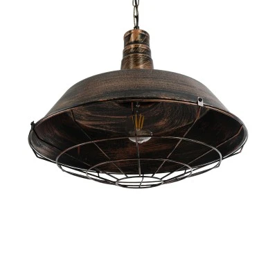 GloboStar® BARN 01045 Vintage Κρεμαστό Φωτιστικό Καμπάνα Μονόφωτο 1 x E27 IP20 Χάλκινο Μέταλλο - Μ46 x Π46 x Υ36cm