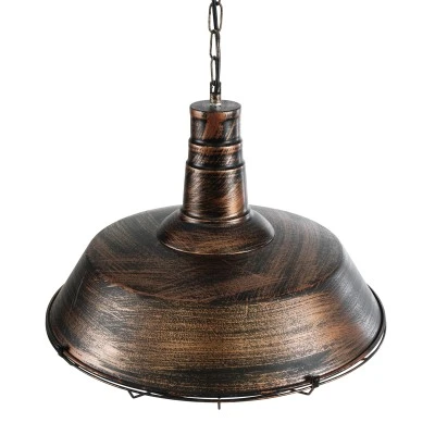 GloboStar® BARN 01045 Vintage Κρεμαστό Φωτιστικό Καμπάνα Μονόφωτο 1 x E27 IP20 Χάλκινο Μέταλλο - Μ46 x Π46 x Υ36cm