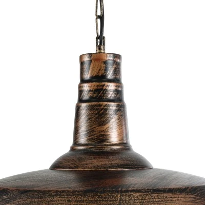 GloboStar® BARN 01045 Vintage Κρεμαστό Φωτιστικό Καμπάνα Μονόφωτο 1 x E27 IP20 Χάλκινο Μέταλλο - Μ46 x Π46 x Υ36cm