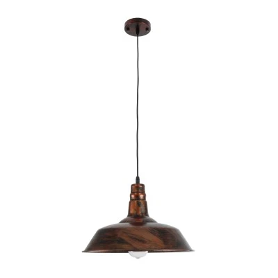 GloboStar® RAY 01046 Vintage Κρεμαστό Φωτιστικό Καμπάνα Μονόφωτο 1 x E27 IP20 Χάλκινο Μέταλλο - Μ36 x Π36 x Υ25cm