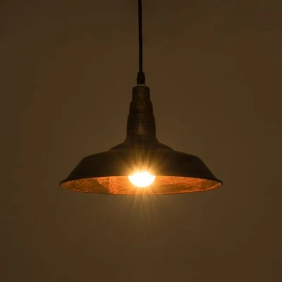 GloboStar® RAY 01047 Vintage Industrial Κρεμαστό Φωτιστικό Οροφής Μονόφωτο 1 x E27 Καφέ Σκουριά Μεταλλικό Καμπάνα Φ26 x Y25cm