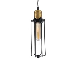 Vintage Κρεμαστό Φωτιστικό Οροφής με Ντουί 1 x E27 AC 220-240V IP20 - Μαύρο & Χρυσό - Μ8 x Π8 x Υ28cm
