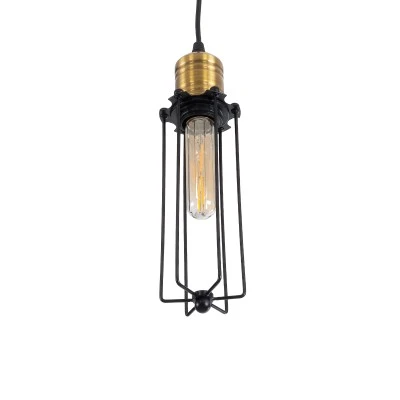 GloboStar® KLECE 01057 Vintage Κρεμαστό Φωτιστικό Ανάρτηση Μονόφωτο 1 x E27 IP20 Μαύρο & Χρυσό Μέταλλο - Μ8 x Π8 x Υ28cm