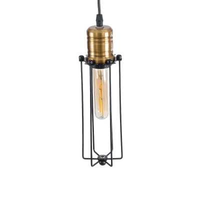 GloboStar® KLECE 01057 Vintage Κρεμαστό Φωτιστικό Ανάρτηση Μονόφωτο 1 x E27 IP20 Μαύρο & Χρυσό Μέταλλο - Μ8 x Π8 x Υ28cm