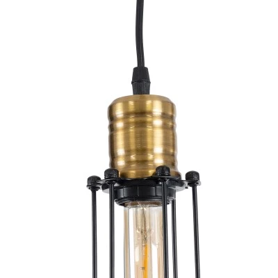 GloboStar® KLECE 01057 Vintage Κρεμαστό Φωτιστικό Ανάρτηση Μονόφωτο 1 x E27 IP20 Μαύρο & Χρυσό Μέταλλο - Μ8 x Π8 x Υ28cm