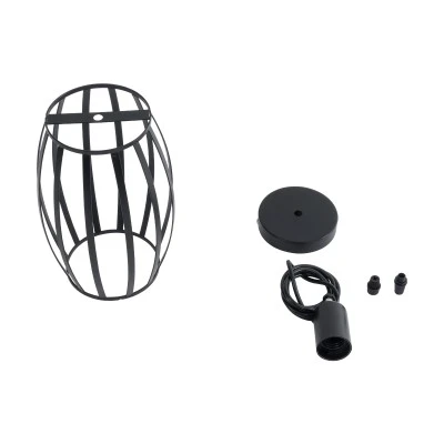 GloboStar® ZEBRA 01062 Vintage Industrial Κρεμαστό Φωτιστικό Οροφής Μονόφωτο 1 x E27 AC220-240V - Φ15 x Υ24cm - Μαύρο Μεταλλικό Πλέγμα - 5 Χρόνια Εγγύηση