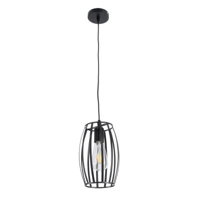 GloboStar® ZEBRA 01062 Vintage Industrial Κρεμαστό Φωτιστικό Οροφής Μονόφωτο 1 x E27 AC220-240V - Φ15 x Υ24cm - Μαύρο Μεταλλικό Πλέγμα - 5 Χρόνια Εγγύηση