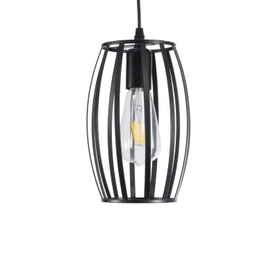 GloboStar® ZEBRA 01062 Vintage Industrial Κρεμαστό Φωτιστικό Οροφής Μονόφωτο 1 x E27 AC220-240V - Φ15 x Υ24cm - Μαύρο Μεταλλικό Πλέγμα - 5 Χρόνια Εγγύηση