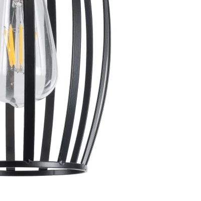GloboStar® ZEBRA 01062 Vintage Industrial Κρεμαστό Φωτιστικό Οροφής Μονόφωτο 1 x E27 AC220-240V - Φ15 x Υ24cm - Μαύρο Μεταλλικό Πλέγμα - 5 Χρόνια Εγγύηση