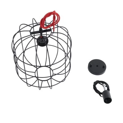 Μοντέρνο Industrial PARROT κρεμαστό φωτιστικό οροφής E27 AC 220-240V μονόφωτο μαύρο μεταλλικό πλέγμα Φ30