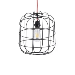 Μοντέρνο Industrial PARROT κρεμαστό φωτιστικό οροφής E27 AC 220-240V μονόφωτο μαύρο μεταλλικό πλέγμα Φ30