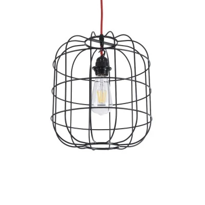Μοντέρνο Industrial PARROT κρεμαστό φωτιστικό οροφής E27 AC 220-240V μονόφωτο μαύρο μεταλλικό πλέγμα Φ30