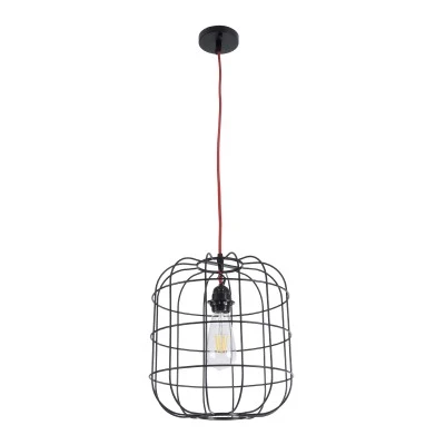 Μοντέρνο Industrial PARROT κρεμαστό φωτιστικό οροφής E27 AC 220-240V μονόφωτο μαύρο μεταλλικό πλέγμα Φ30