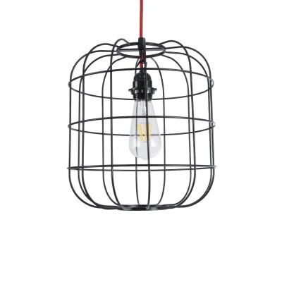 Μοντέρνο Industrial PARROT κρεμαστό φωτιστικό οροφής E27 AC 220-240V μονόφωτο μαύρο μεταλλικό πλέγμα Φ30