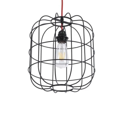 Μοντέρνο Industrial PARROT κρεμαστό φωτιστικό οροφής E27 AC 220-240V μονόφωτο μαύρο μεταλλικό πλέγμα Φ30