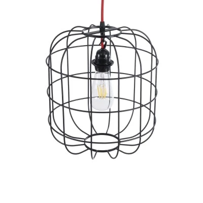 Μοντέρνο Industrial PARROT κρεμαστό φωτιστικό οροφής E27 AC 220-240V μονόφωτο μαύρο μεταλλικό πλέγμα Φ30