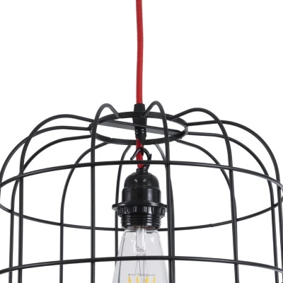 Μοντέρνο Industrial PARROT κρεμαστό φωτιστικό οροφής E27 AC 220-240V μονόφωτο μαύρο μεταλλικό πλέγμα Φ30