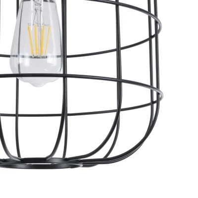 Μοντέρνο Industrial PARROT κρεμαστό φωτιστικό οροφής E27 AC 220-240V μονόφωτο μαύρο μεταλλικό πλέγμα Φ30