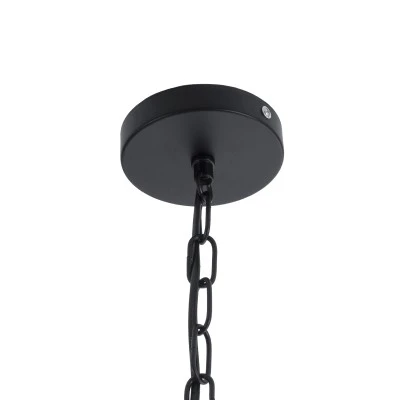 GloboStar® HELIX 01164 Vintage Industrial Κρεμαστό Φωτιστικό Οροφής Πολύφωτο 5 x E27 AC220-240V - Φ48 x Υ12cm - Μαύρο Μεταλλικό Πλέγμα - 5 Χρόνια Εγγύηση