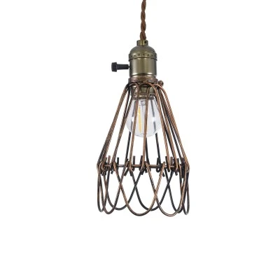 GloboStar® FLOWERON 01180 Vintage Κρεμαστό Φωτιστικό Πλέγμα Μονόφωτο 1 x E27 IP20 Χάλκινο & Μπρούτζινο Μέταλλο - Μ10 x Π10 x Y20cm