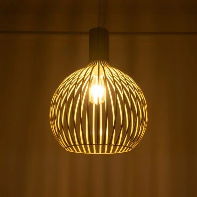 GloboStar® SCANDI 01267 Vintage Industrial Κρεμαστό Φωτιστικό Οροφής Μονόφωτο 1 x E27 AC220-240V IP20 - Φ38 x Υ50cm - Μπεζ Μεταλλικό Πλέγμα - 5 Χρόνια Εγγύηση