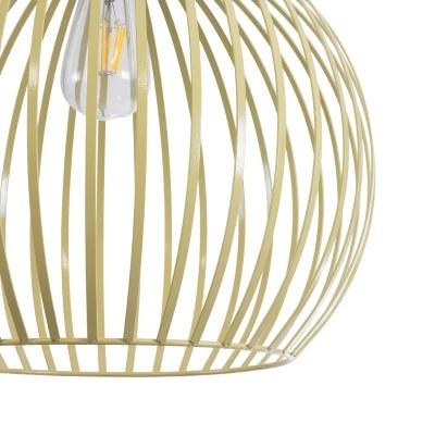 GloboStar® SCANDI 01267 Vintage Industrial Κρεμαστό Φωτιστικό Οροφής Μονόφωτο 1 x E27 AC220-240V IP20 - Φ38 x Υ50cm - Μπεζ Μεταλλικό Πλέγμα - 5 Χρόνια Εγγύηση