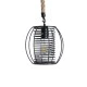 GloboStar® ORVAL 01689 Μοντέρνο Κρεμαστό Φωτιστικό Οροφής Μονόφωτο 1 x E27 AC220-240V IP20 - Φ20 x Υ20cm - Μαύρο Μεταλλικό με Μπεζ Σχοινί Πλέγμα - 5 Χρόνια Εγγύηση