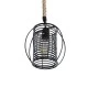 GloboStar® ORVAL 01689 Μοντέρνο Κρεμαστό Φωτιστικό Οροφής Μονόφωτο 1 x E27 AC220-240V IP20 - Φ20 x Υ20cm - Μαύρο Μεταλλικό με Μπεζ Σχοινί Πλέγμα - 5 Χρόνια Εγγύηση
