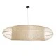 GloboStar® HIBISCUS 01782 Boho Κρεμαστό Φωτιστικό Πλέγμα Τρίφωτο 3 x E27 IP20 Μπεζ Ξύλο - Μ120 x Π120 x Y31cm