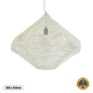Vintage Κρεμαστό Φωτιστικό KENTUCKY Μονόφωτο 1 x E27 AC220-240V IP20 - Φ60 x Υ50cm - Μπεζ Εκρού Μεταλλικό Πλέγμα