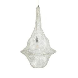 Vintage Κρεμαστό Φωτιστικό KENTUCKY Μονόφωτο 1 x E27 AC220-240V IP20 - Φ50 x Υ90cm - Μπεζ Εκρού Μεταλλικό Πλέγμα