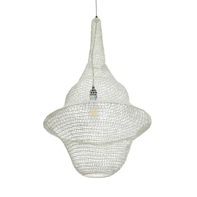 Vintage Κρεμαστό Φωτιστικό KENTUCKY Μονόφωτο 1 x E27 AC220-240V IP20 - Φ50 x Υ90cm - Μπεζ Εκρού Μεταλλικό Πλέγμα GloboStar® KENTUCKY 01874 Vintage Κρεμαστό Φωτιστικό Πλέγμα Μονόφωτο 1 x E27 IP20 Μπεζ Μέταλλο - Μ50 x Π50 x Υ90cm