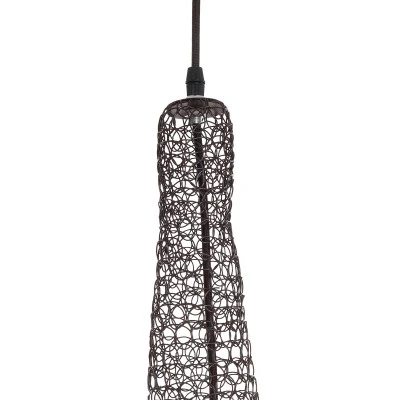 GloboStar® KENTUCKY 01875 Vintage Κρεμαστό Φωτιστικό Πλέγμα Μονόφωτο 1 x E27 IP20 Καφέ Μέταλλο - Μ50 x Π50 x Υ90cm