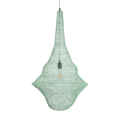 GloboStar® KENTUCKY 01876 Vintage Κρεμαστό Φωτιστικό Οροφής Μονόφωτο 1 x E27 AC220-240V IP20 - Φ50 x Υ90cm - Τιρκουάζ Μεταλλικό Πλέγμα - 5 Χρόνια Εγγύηση