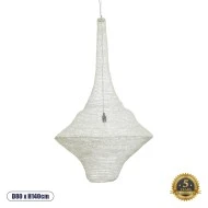 Vintage Κρεμαστό Φωτιστικό KENTUCKY Μονόφωτο 1 x E27 AC220-240V IP20 - Φ80 x Υ140cm - Μπεζ Εκρού Μεταλλικό Πλέγμα
