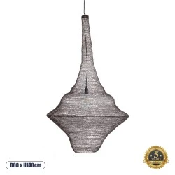 Vintage Κρεμαστό Φωτιστικό KENTUCKY Μονόφωτο 1 x E27 AC220-240V IP20 - Φ80 x Υ140cm - Σκούρο Καφέ Μεταλλικό Πλέγμα