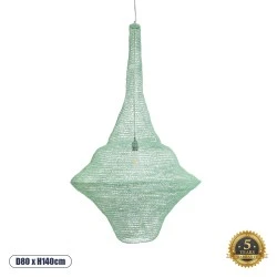 Vintage Κρεμαστό Φωτιστικό KENTUCKY Μονόφωτο 1 x E27 AC220-240V IP20 - Φ80 x Υ140cm - Τιρκουάζ Μεταλλικό Πλέγμα
