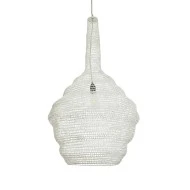 Vintage Κρεμαστό Φωτιστικό KENTUCKY Μονόφωτο 1 x E27 AC220-240V IP20 - Φ60 x Υ90cm - Μπεζ Εκρού Μεταλλικό Πλέγμα