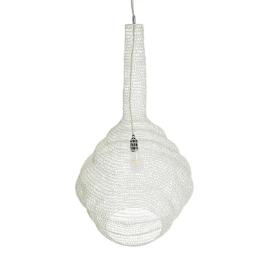 Vintage Κρεμαστό Φωτιστικό KENTUCKY Μονόφωτο 1 x E27 AC220-240V IP20 - Φ60 x Υ90cm - Μπεζ Εκρού Μεταλλικό Πλέγμα GloboStar® KENTUCKY 01883 Vintage Κρεμαστό Φωτιστικό Πλέγμα Μονόφωτο 1 x E27 IP20 Μπεζ Μέταλλο - Μ60 x Π60 x Υ90cm