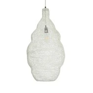 Vintage Κρεμαστό Φωτιστικό KENTUCKY Μονόφωτο 1 x E27 AC220-240V IP20 - Φ40 x Υ70cm - Μπεζ Εκρού Μεταλλικό Πλέγμα