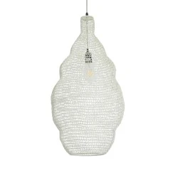 Vintage Κρεμαστό Φωτιστικό KENTUCKY Μονόφωτο 1 x E27 AC220-240V IP20 - Φ40 x Υ70cm - Μπεζ Εκρού Μεταλλικό Πλέγμα