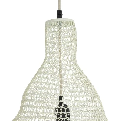 GloboStar® KENTUCKY 01895 Vintage Κρεμαστό Φωτιστικό Πλέγμα Μονόφωτο 1 x E27 IP20 Μπεζ Μέταλλο - Μ40 x Π40 x Υ70cm