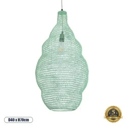 Vintage Κρεμαστό Φωτιστικό KENTUCKY Μονόφωτο 1 x E27 AC220-240V IP20 - Φ40 x Υ70cm - Τιρκουάζ Μεταλλικό Πλέγμα