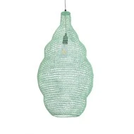 Vintage Κρεμαστό Φωτιστικό KENTUCKY Μονόφωτο 1 x E27 AC220-240V IP20 - Φ40 x Υ70cm - Τιρκουάζ Μεταλλικό Πλέγμα