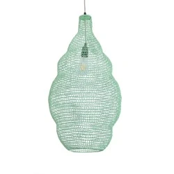 Vintage Κρεμαστό Φωτιστικό KENTUCKY Μονόφωτο 1 x E27 AC220-240V IP20 - Φ40 x Υ70cm - Τιρκουάζ Μεταλλικό Πλέγμα